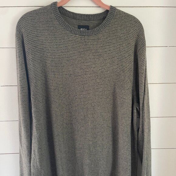 RVCA Green & Black Striped Sweater | Size: Large - Picture 1 of 4